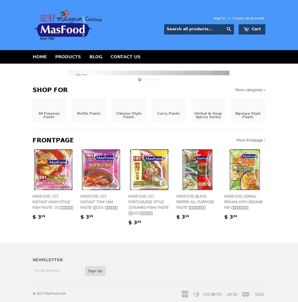 masfoodusa.com shopify website screenshot