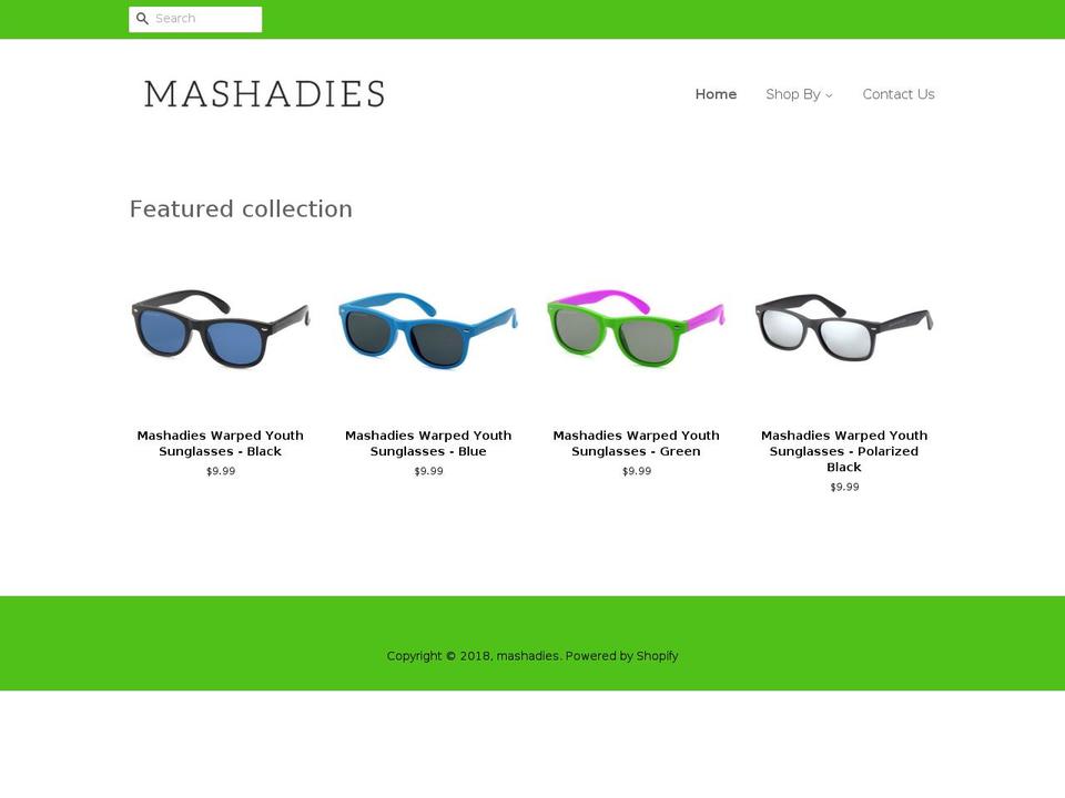 mashadiesproducts.com — Shopify storefront screenshot
