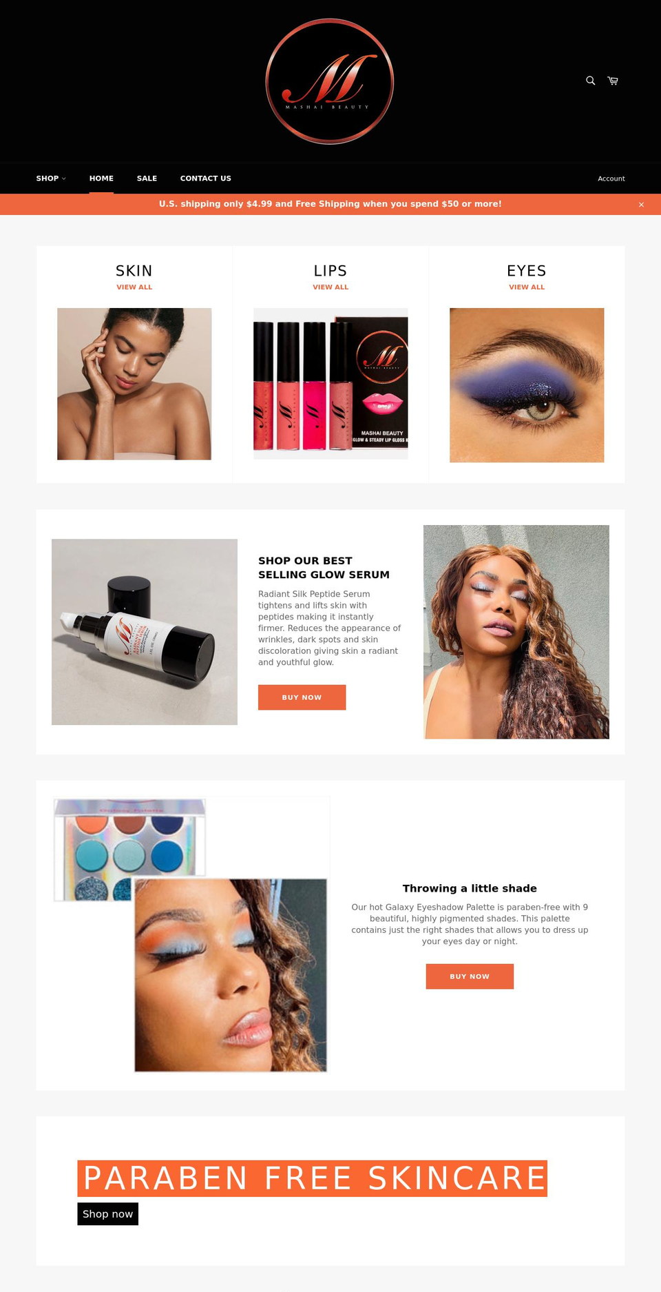 mashaibeauty.com shopify website screenshot