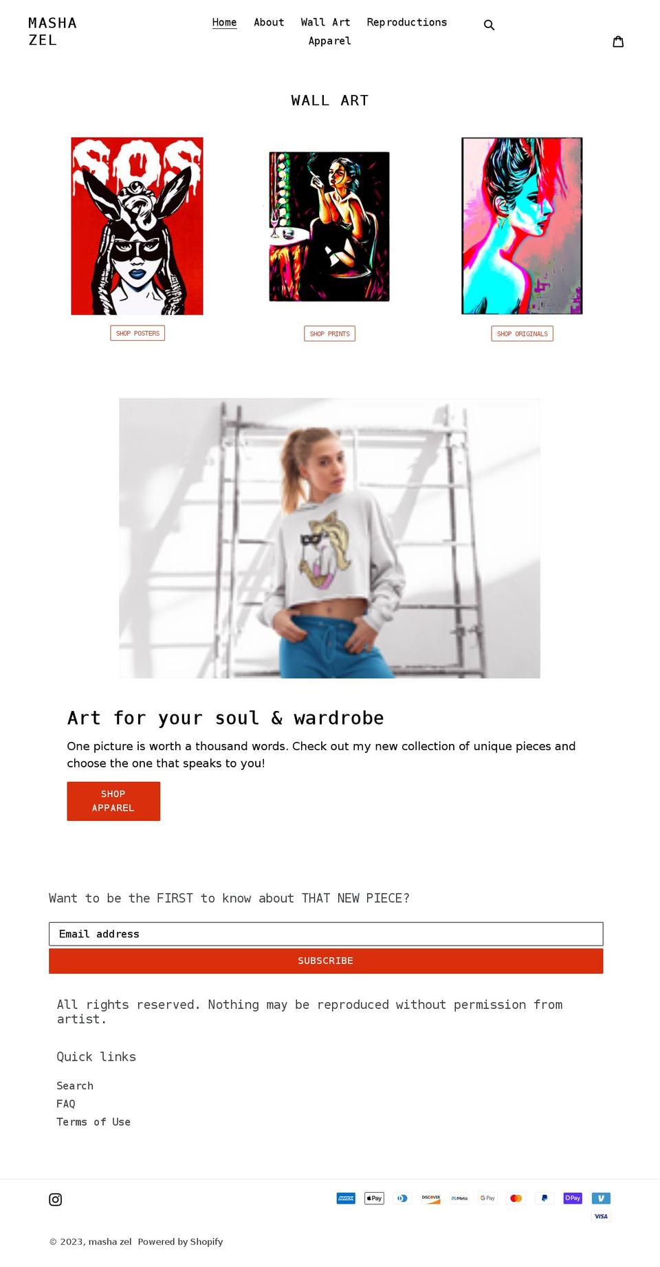 mashazel.com shopify website screenshot