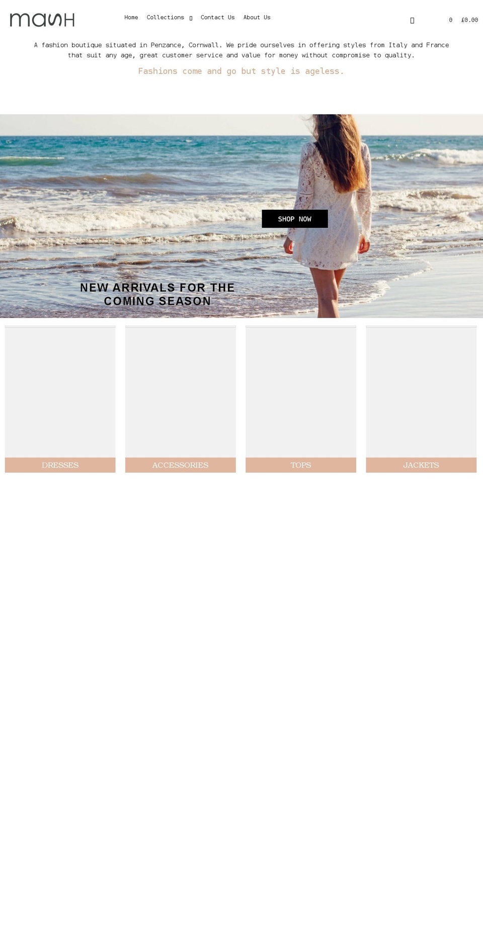 mashfashion.co.uk shopify website screenshot