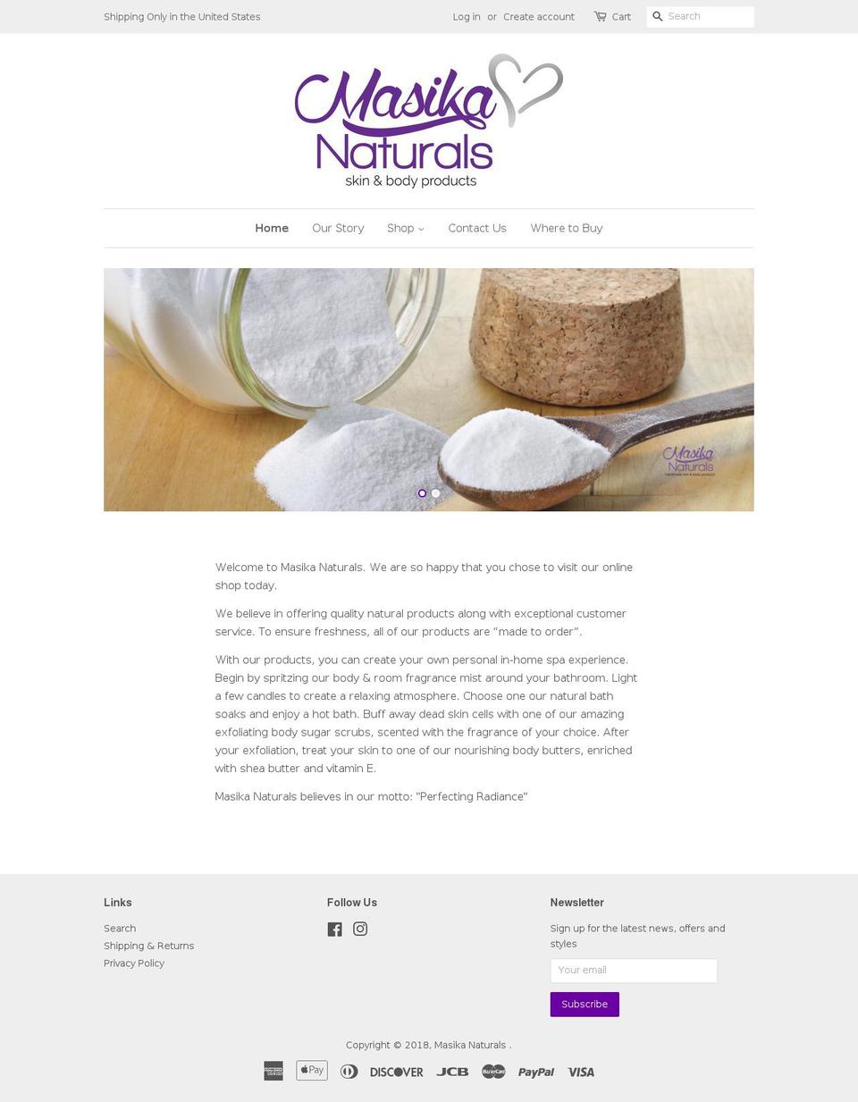masikanaturals.com shopify website screenshot