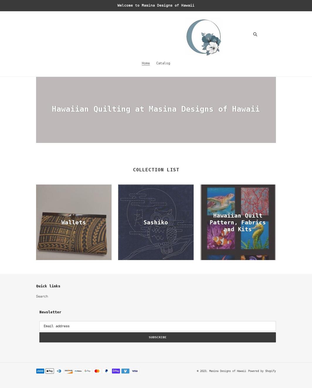 masinadesignsofhawaii.com shopify website screenshot