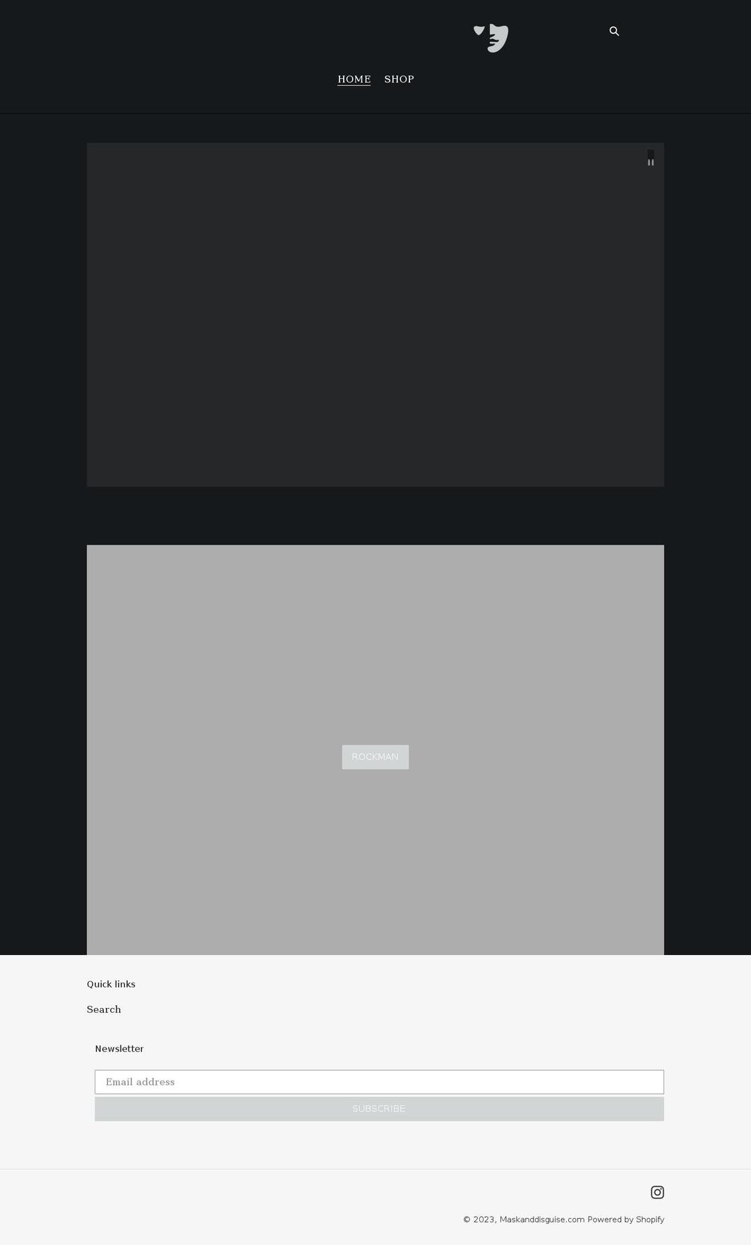 maskanddisguise.com shopify website screenshot