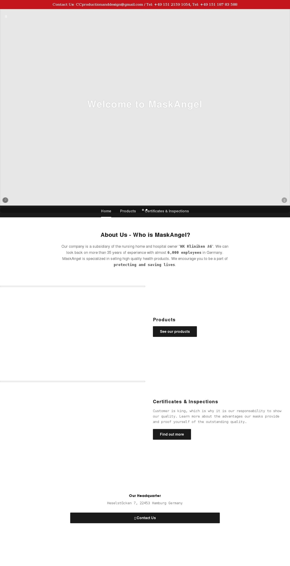 maskangel.com shopify website screenshot