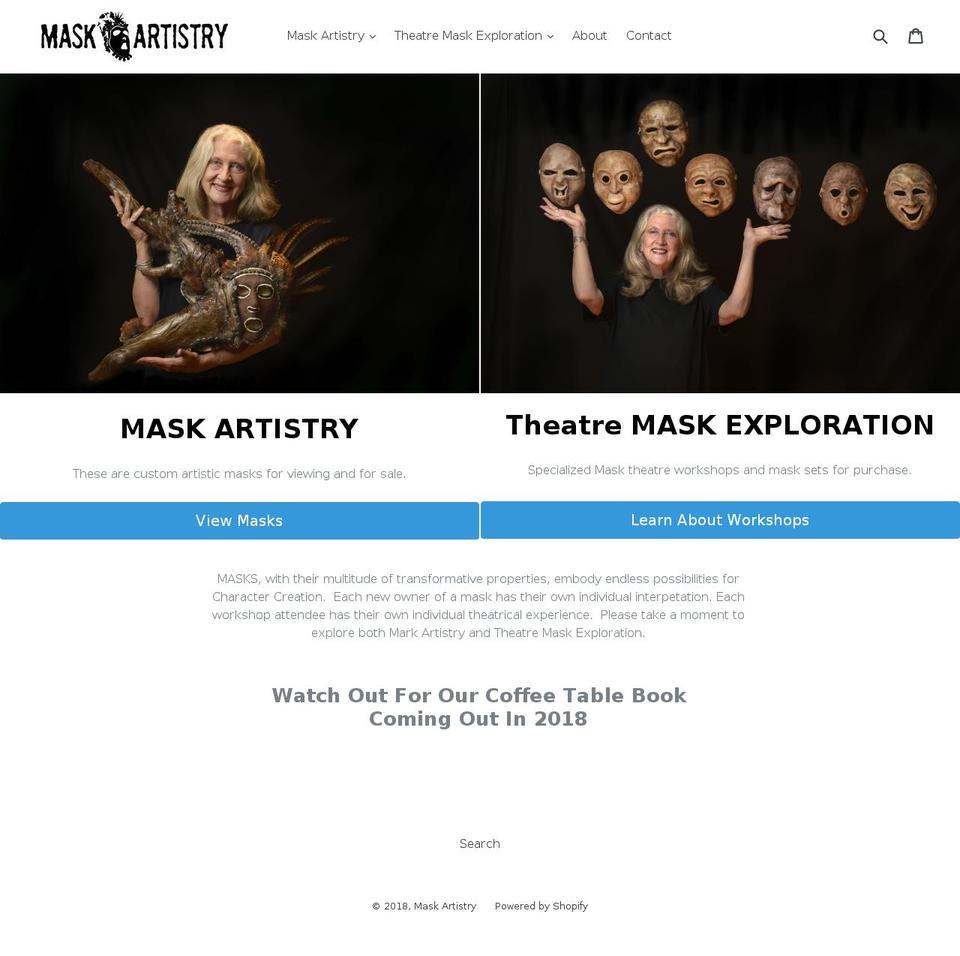 maskartistry.com — Shopify storefront screenshot