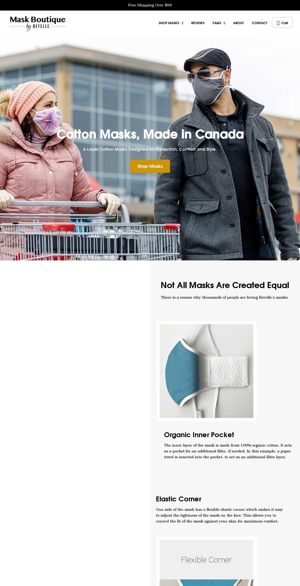 maskboutique.ca shopify website screenshot