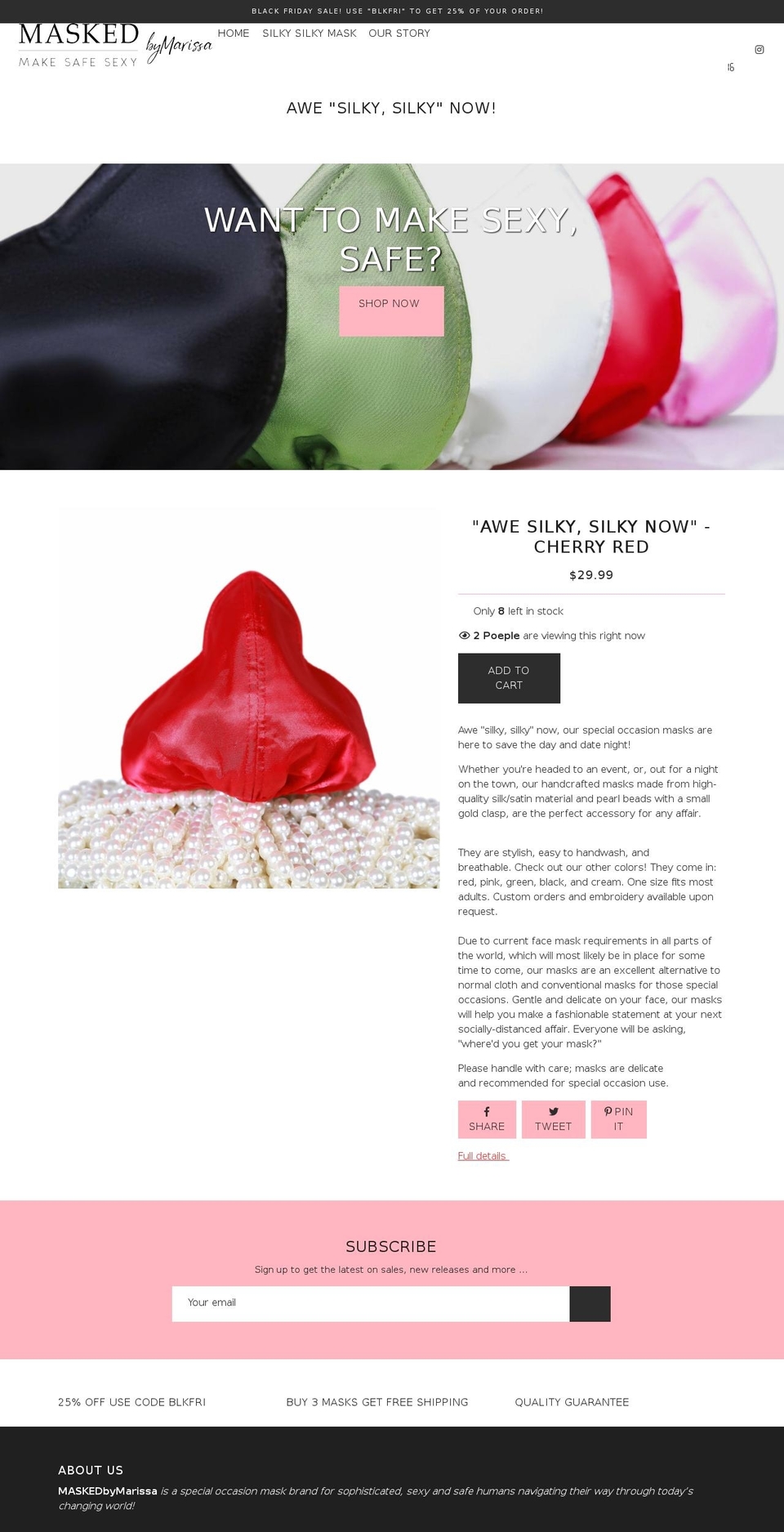 maskedbymarissa.com shopify website screenshot