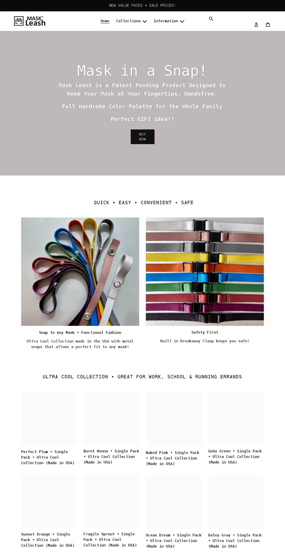maskleash.com shopify website screenshot