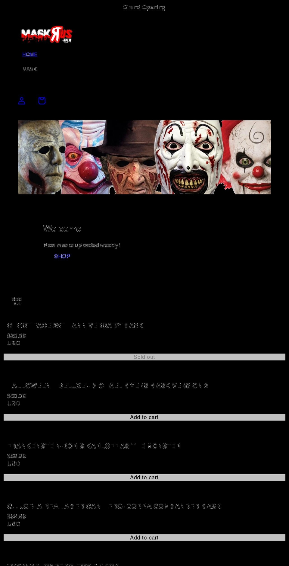 maskrus.com shopify website screenshot