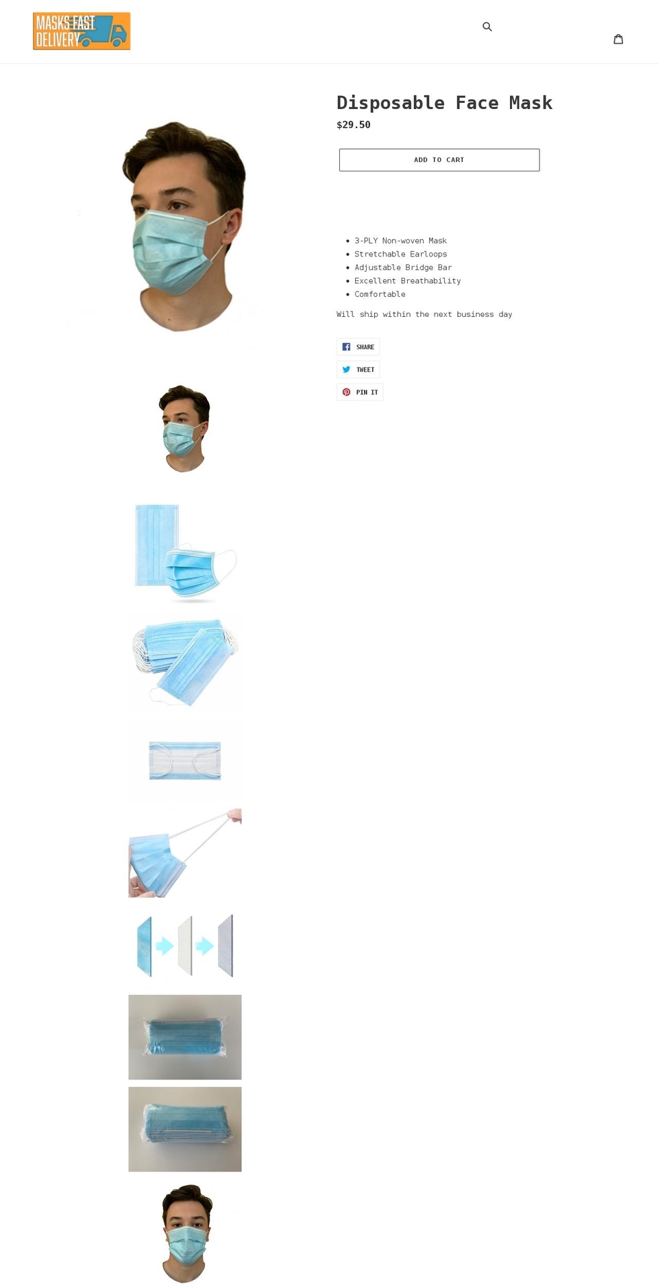 masksfastdelivery.com shopify website screenshot