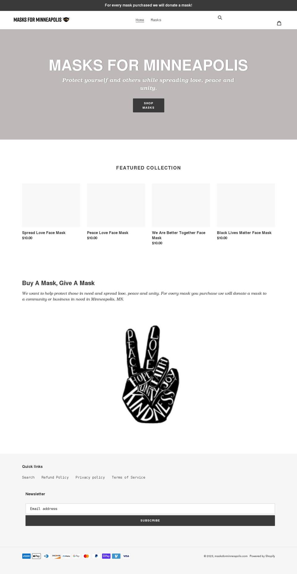 masksforminneapolis.com shopify website screenshot