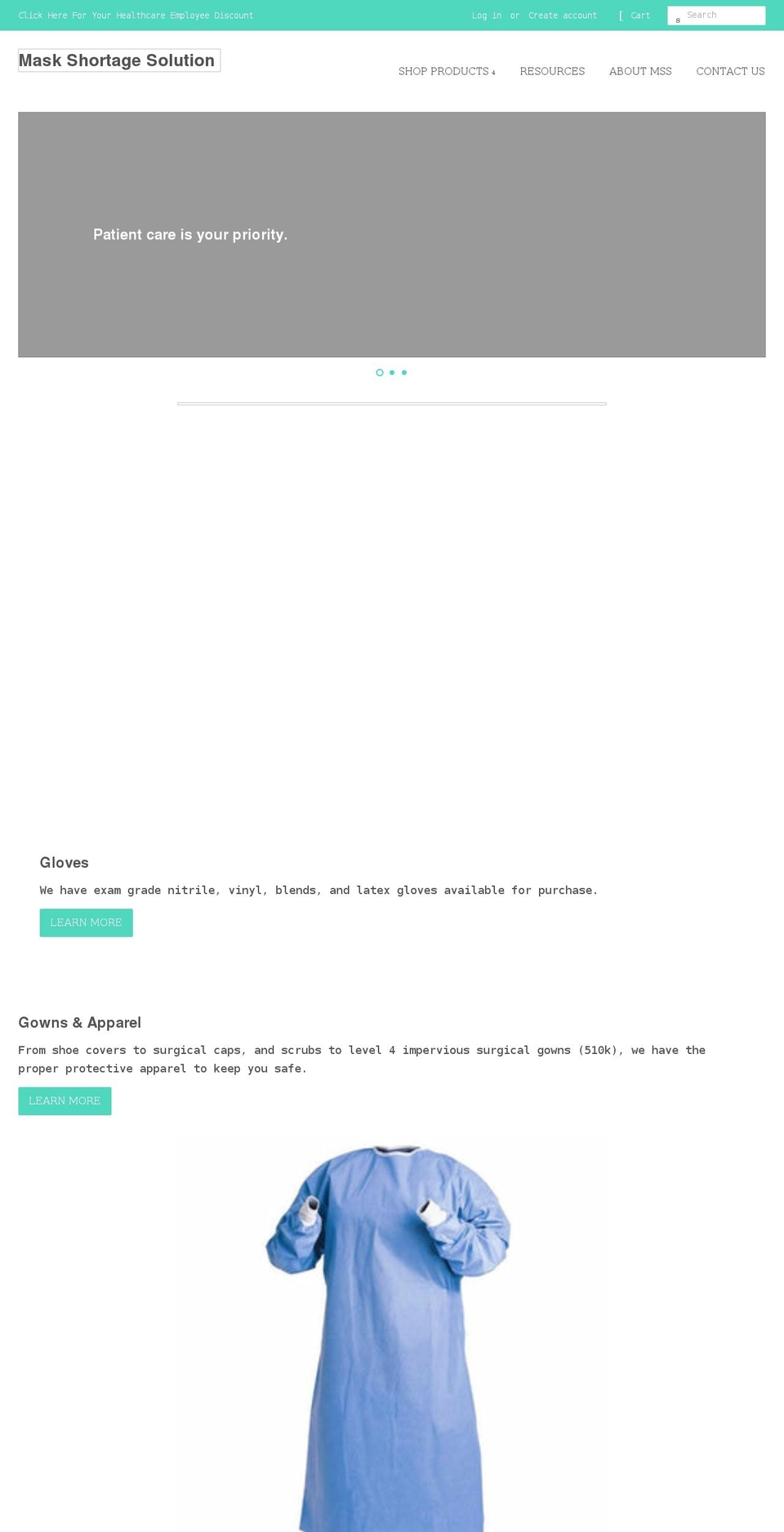 maskshortagesolution.com shopify website screenshot