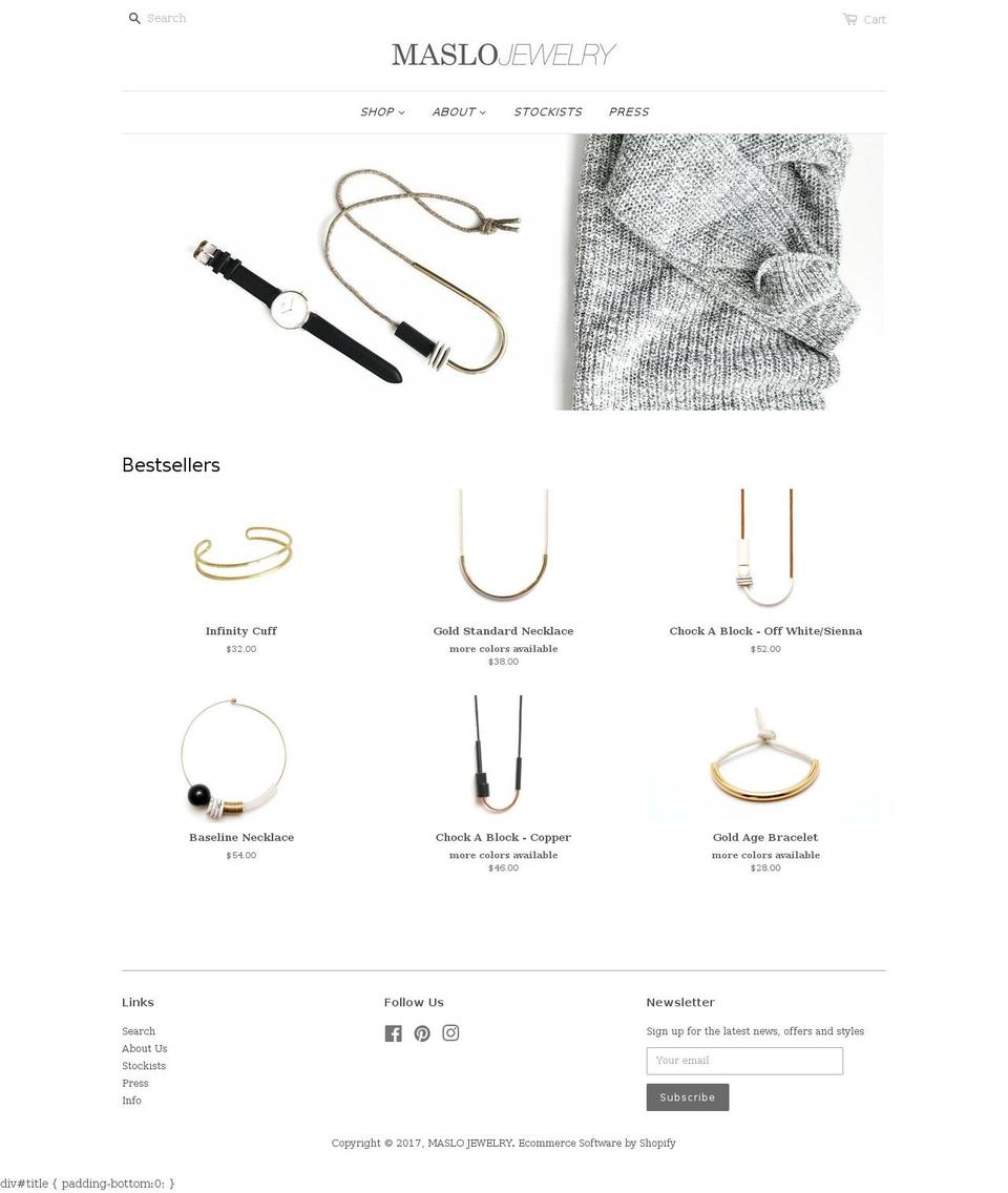 maslojewelry.com shopify website screenshot