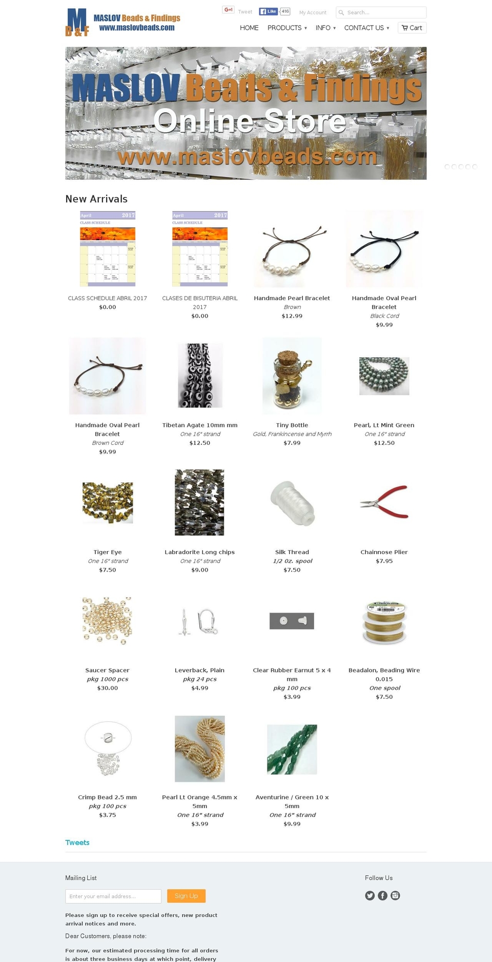 maslovbeads.com shopify website screenshot