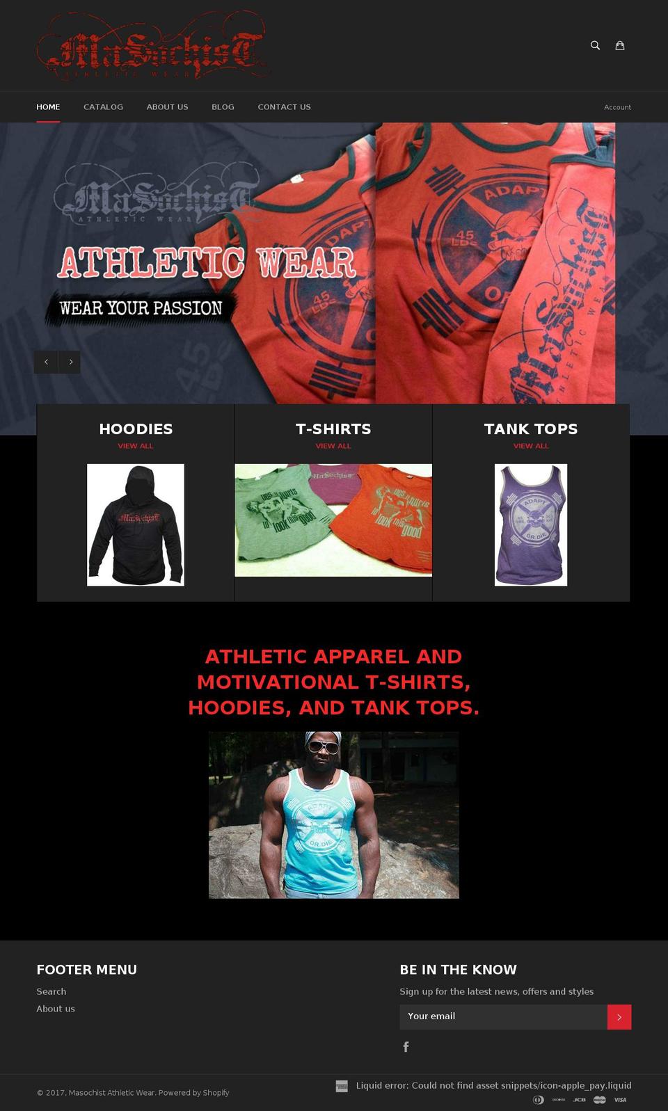 masochistathletics.com shopify website screenshot