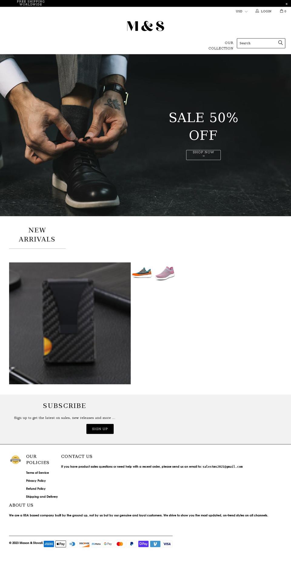 masonandstovall.com — Shopify storefront screenshot