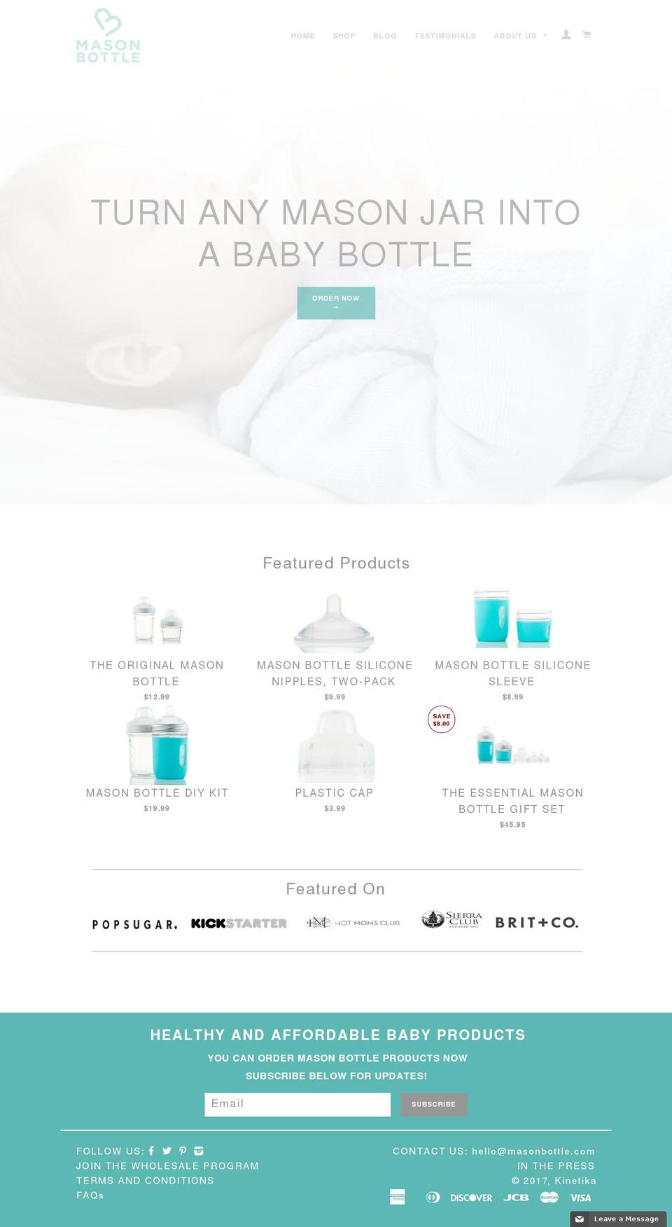 masonbottle.com shopify website screenshot