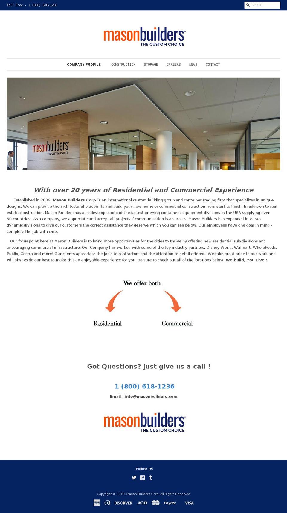 masonbuilders.com — Shopify storefront screenshot