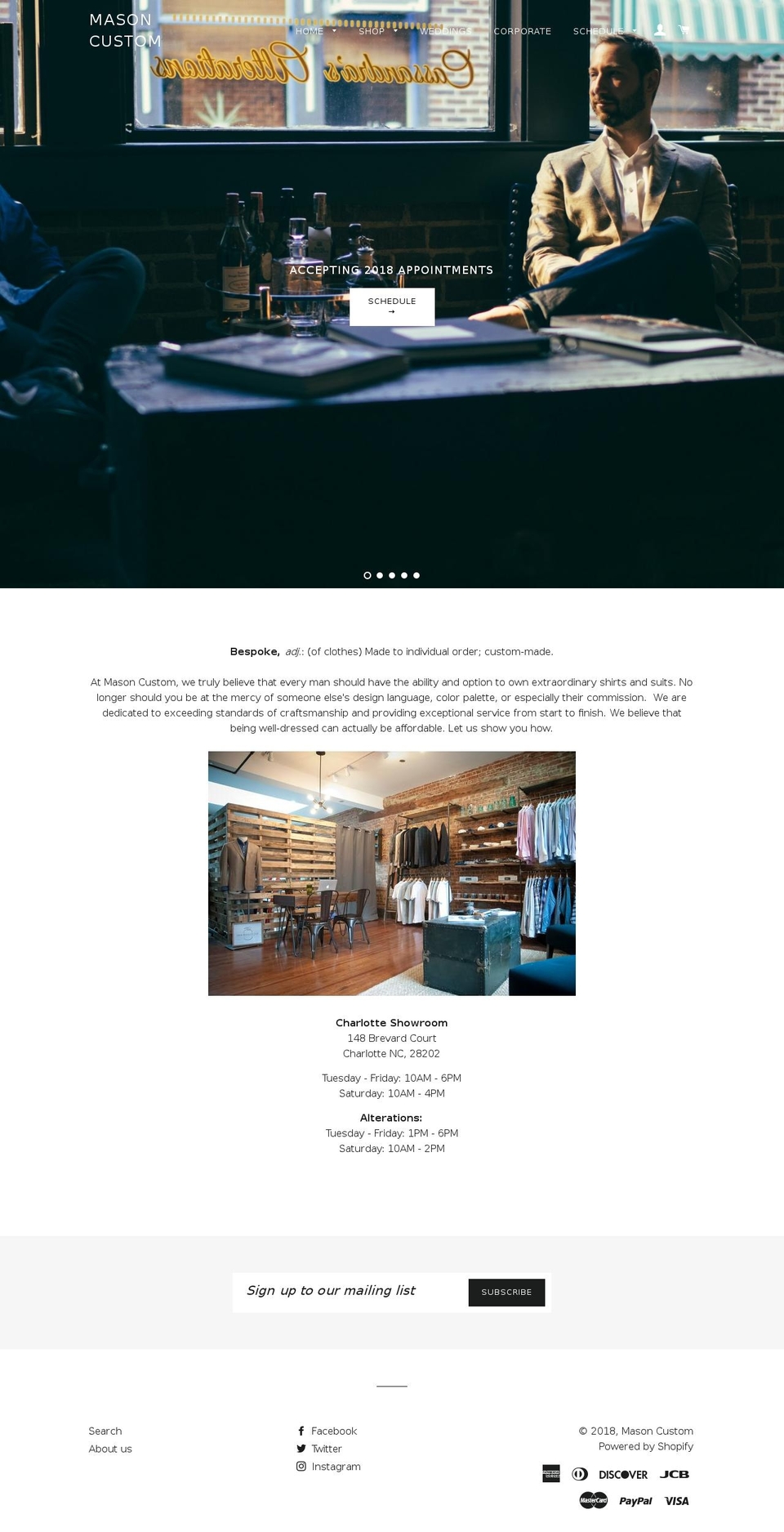 masoncustom.com — Shopify storefront screenshot