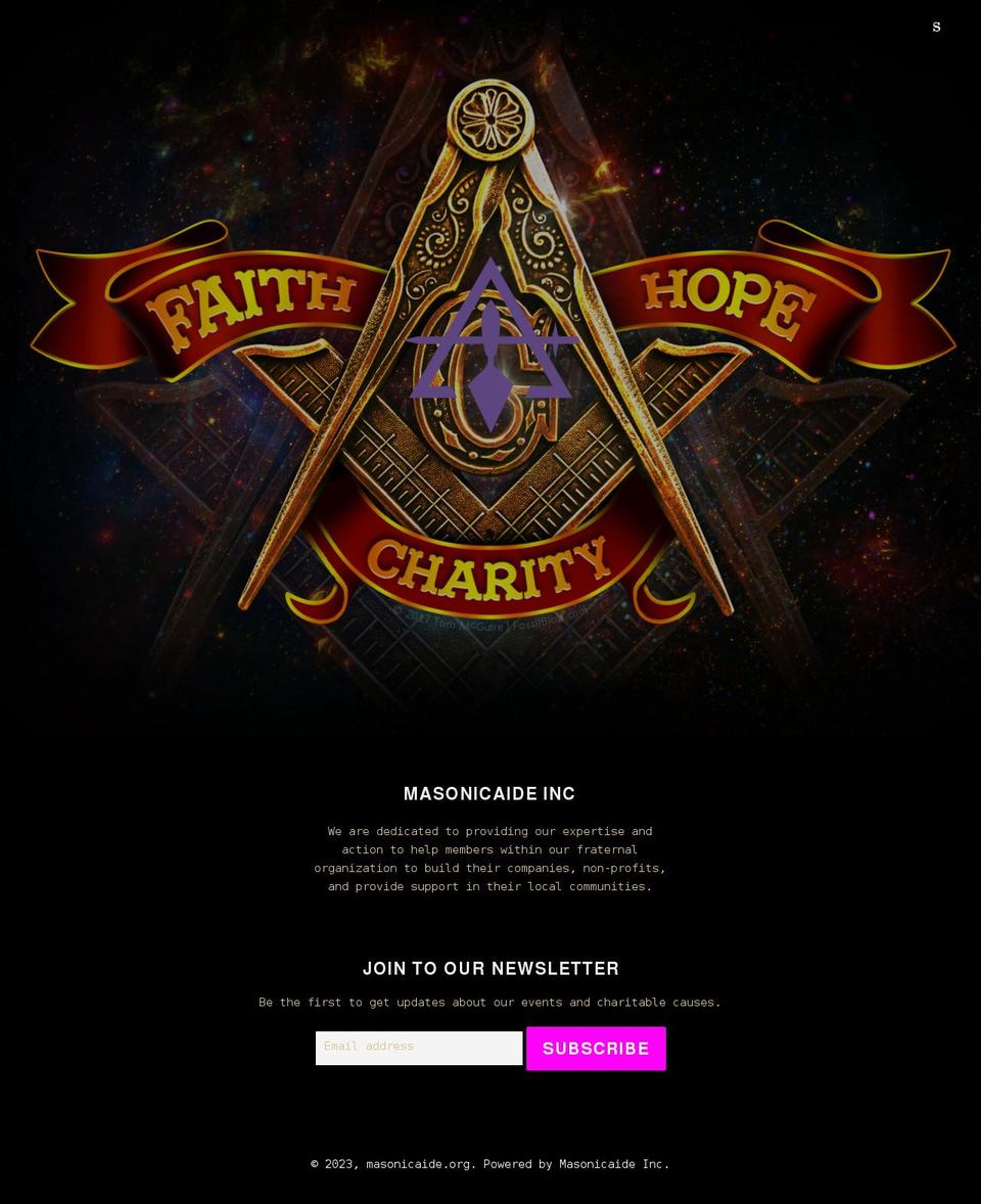 masonicaide.org shopify website screenshot