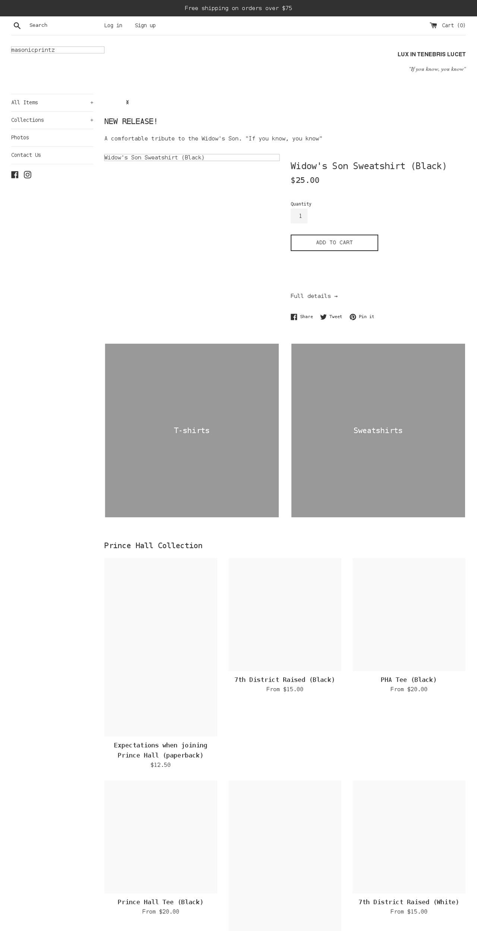 masonicprintz.com shopify website screenshot