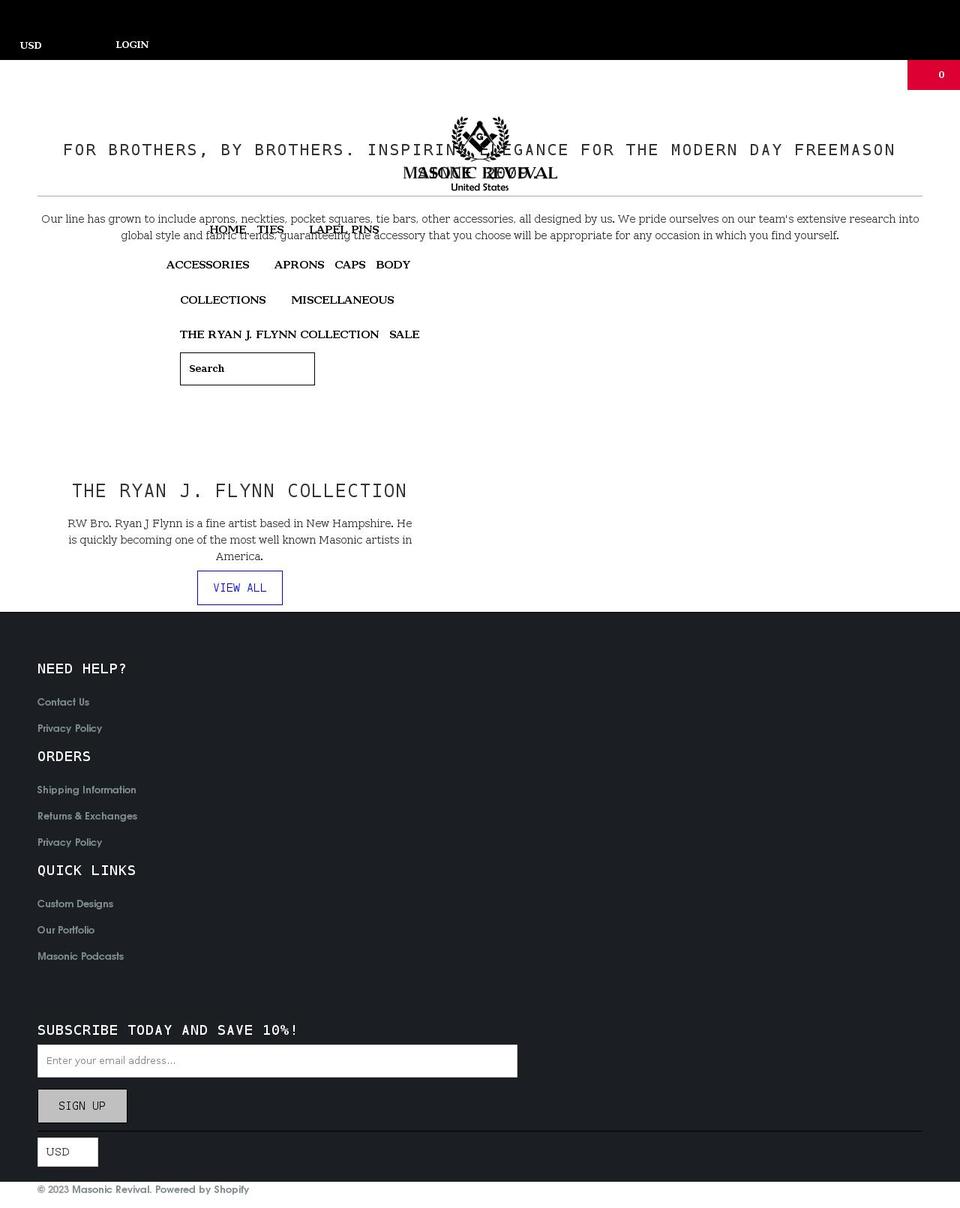 masonicrevival.com shopify website screenshot