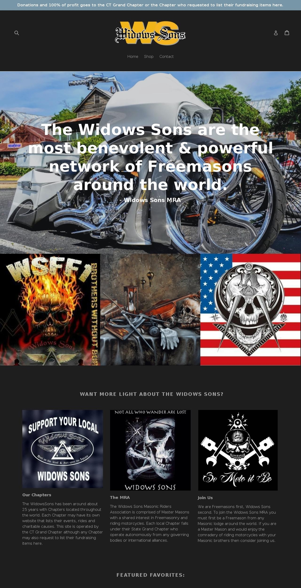 WidowsSons.shop Shopify theme site example masonicriders.myshopify.com