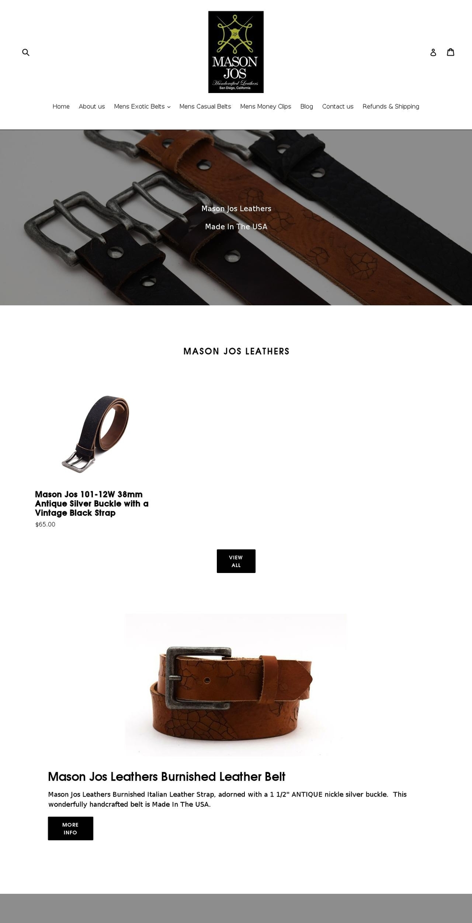 masonjosleathers.com — Shopify storefront screenshot