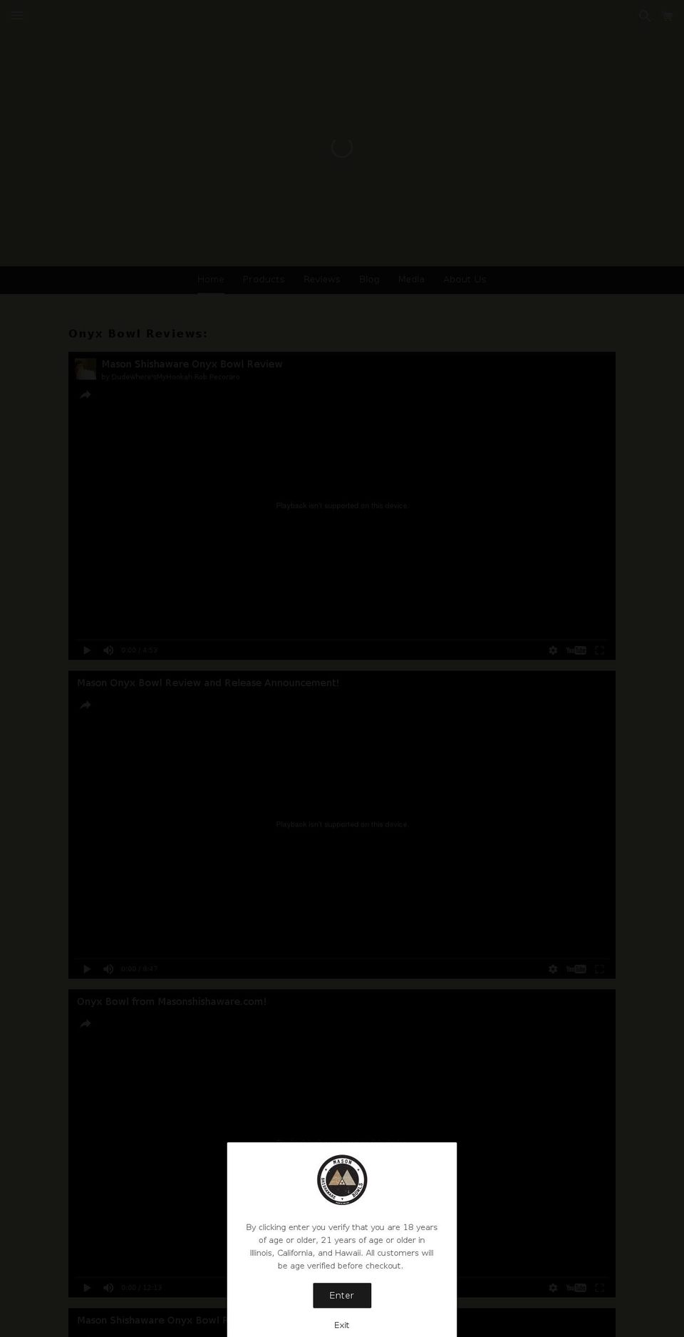 masonshishaware.com shopify website screenshot