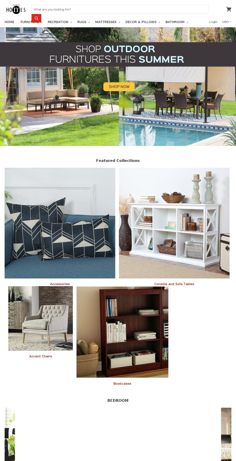 masonshomefurnishings.com — Shopify storefront screenshot