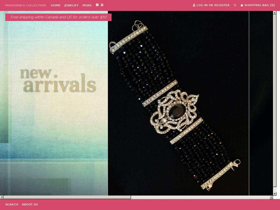 masoomascollection.com shopify website screenshot