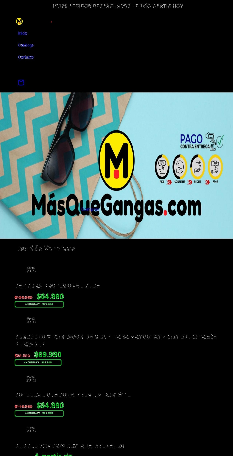 masquegangas.com shopify website screenshot