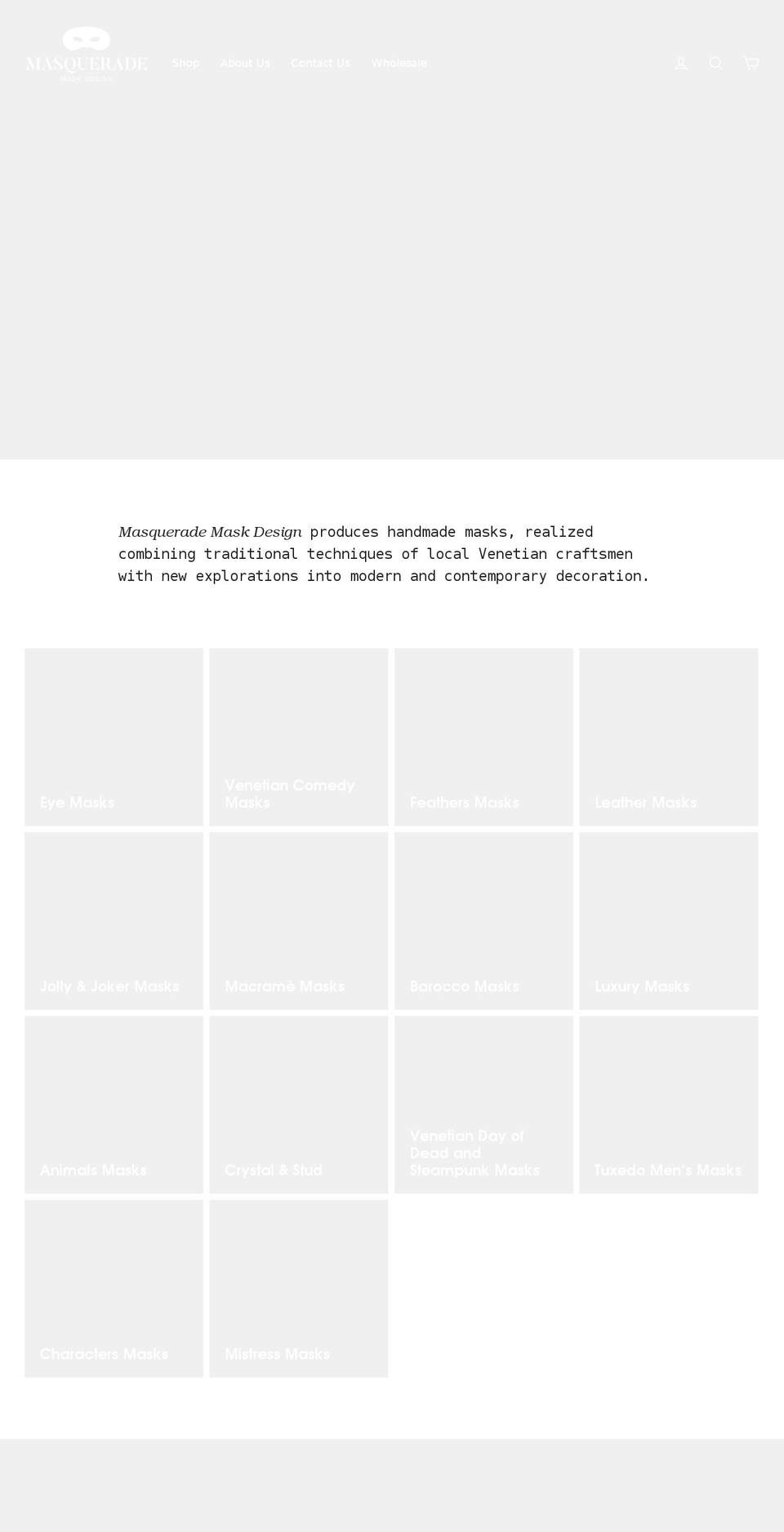 masquerademaskdesign.com — Shopify storefront screenshot