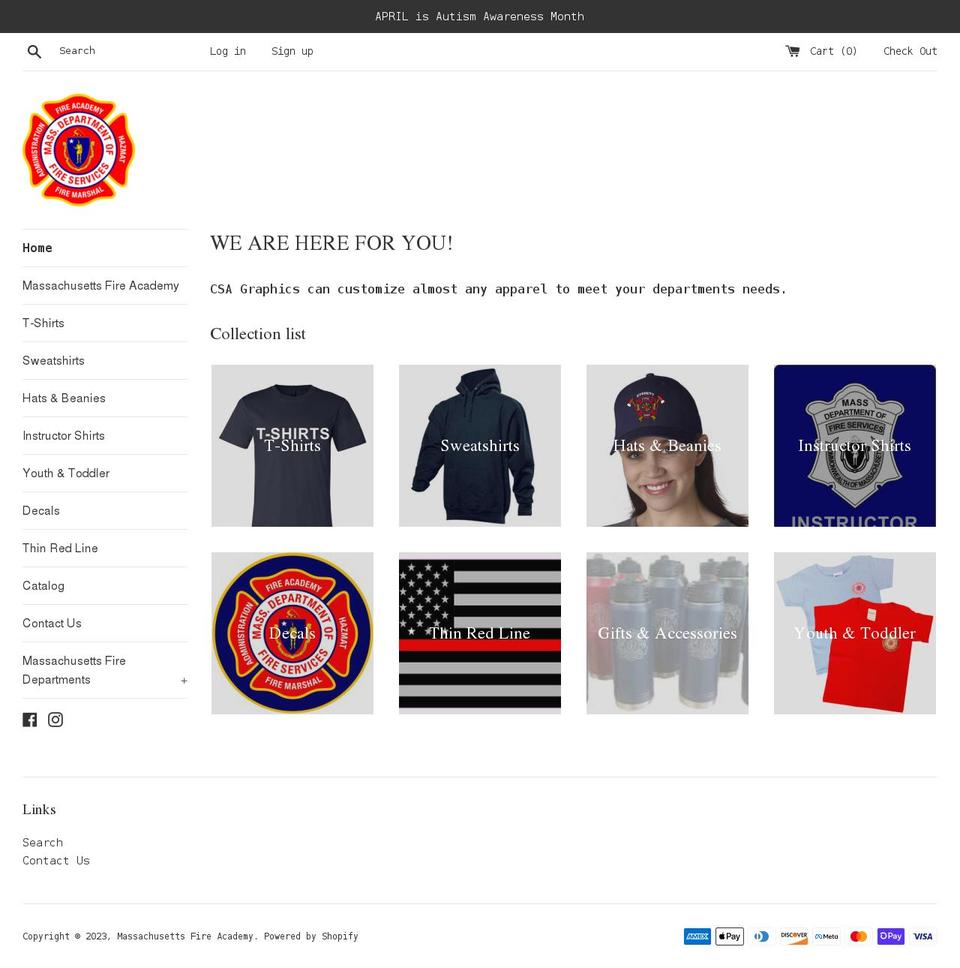 massachusetts-fire-academy.myshopify.com shopify website screenshot