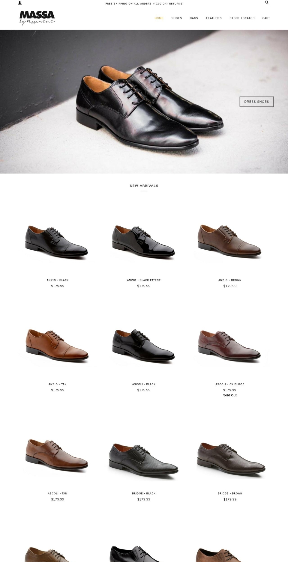 massafootwear.com.au shopify website screenshot