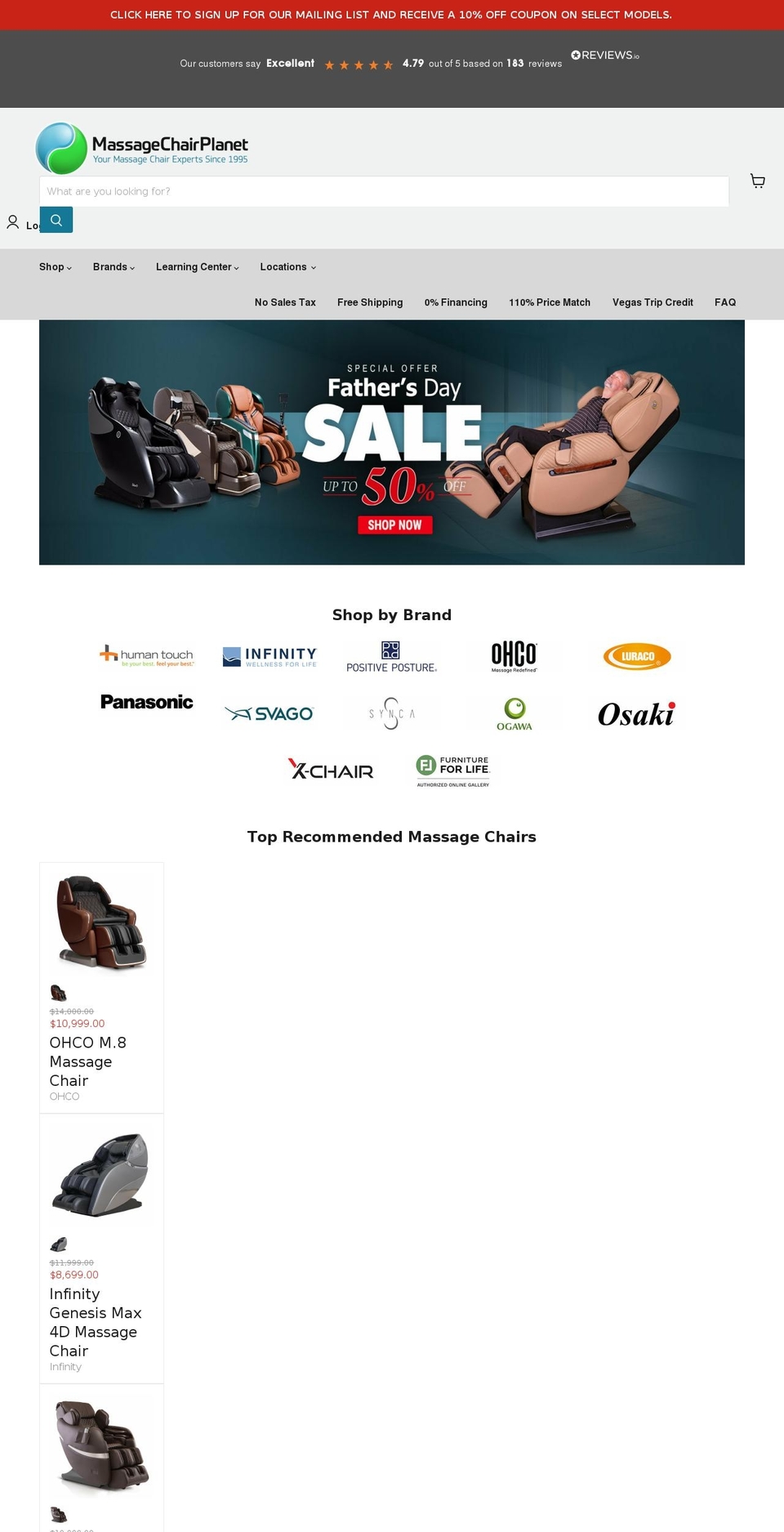 massagechairplanet.myshopify.com shopify website screenshot