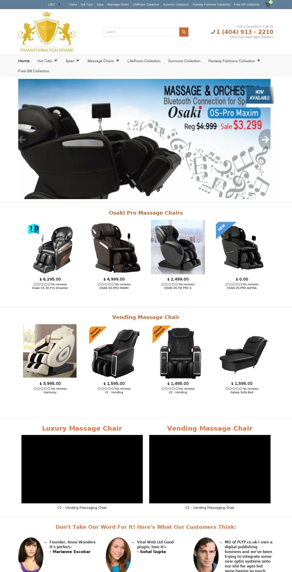 ISHOP Shopify theme site example massagechairtech.com
