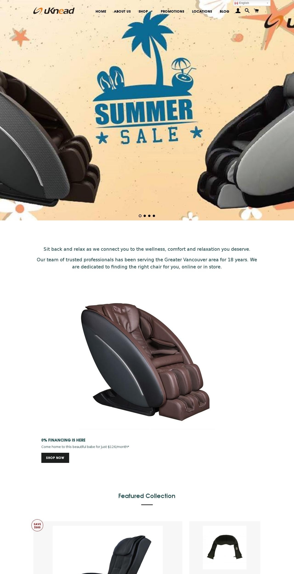 massagechairtoronto.com — Shopify storefront screenshot