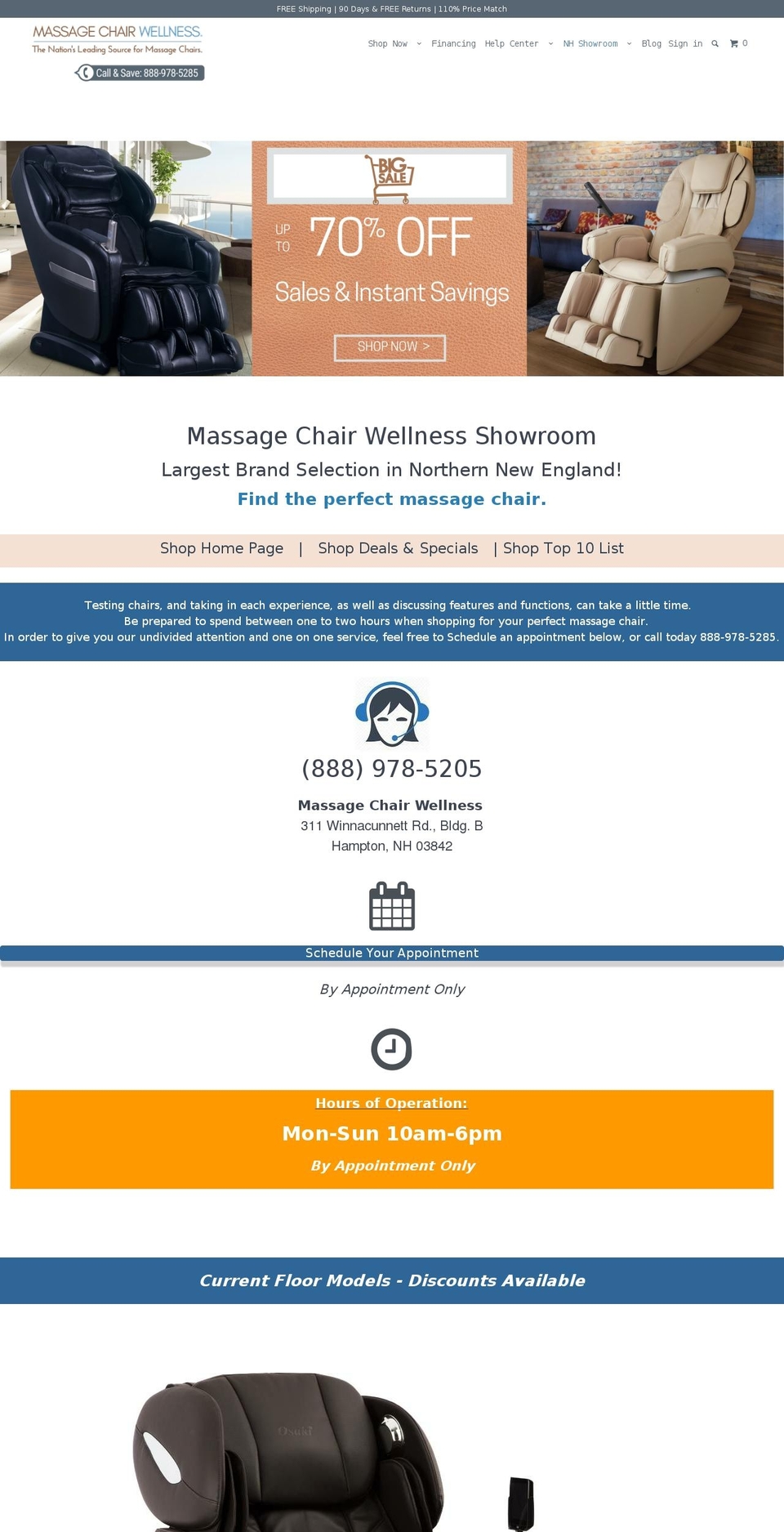 massagechairwellness.com — Shopify storefront screenshot
