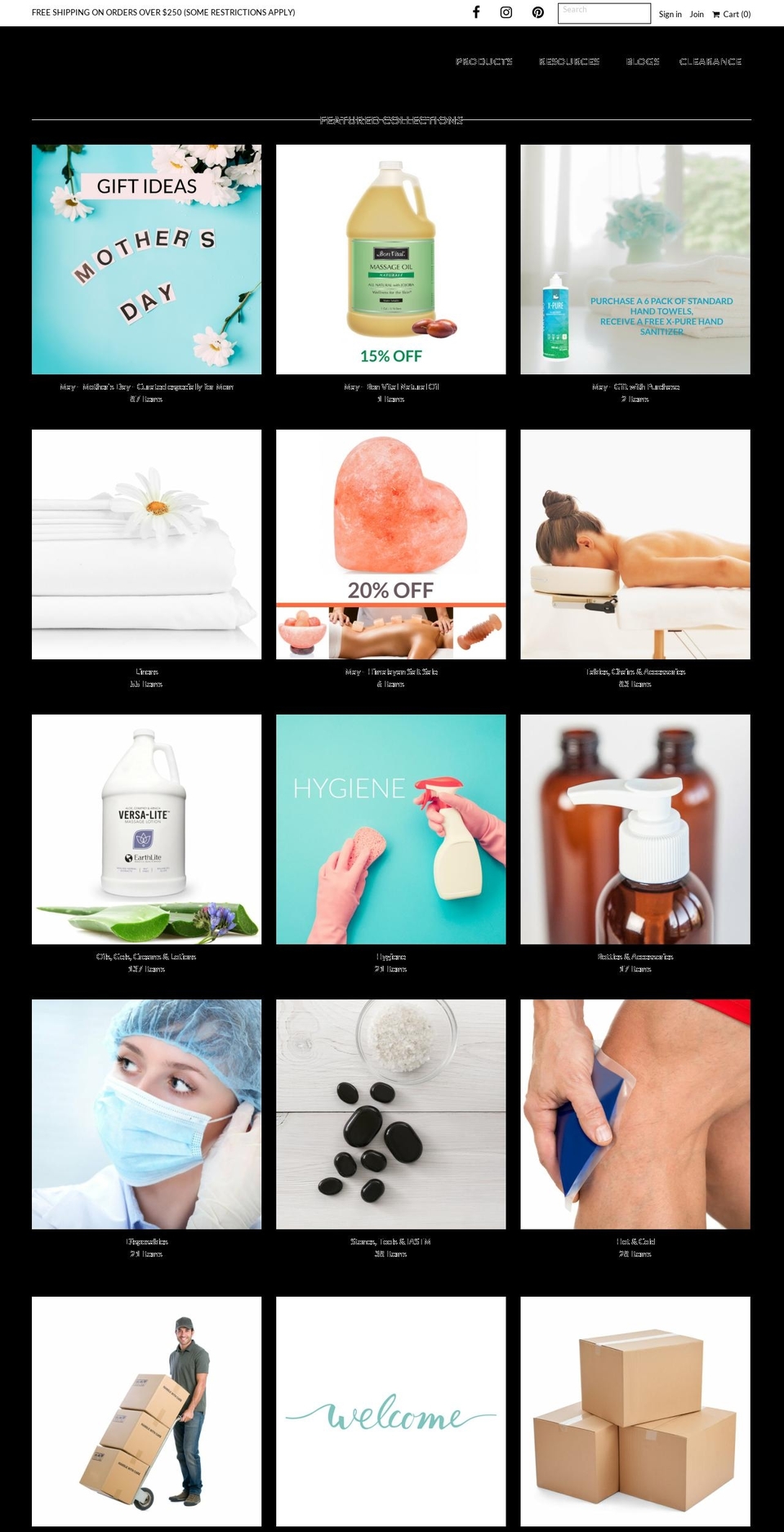 massagemercantile.com shopify website screenshot