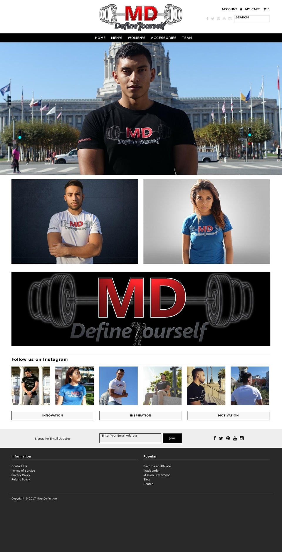 massdefine.com shopify website screenshot
