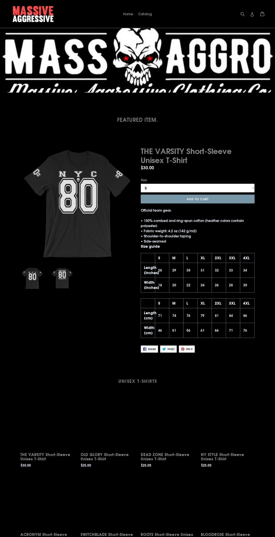 massiveaggressive.net shopify website screenshot