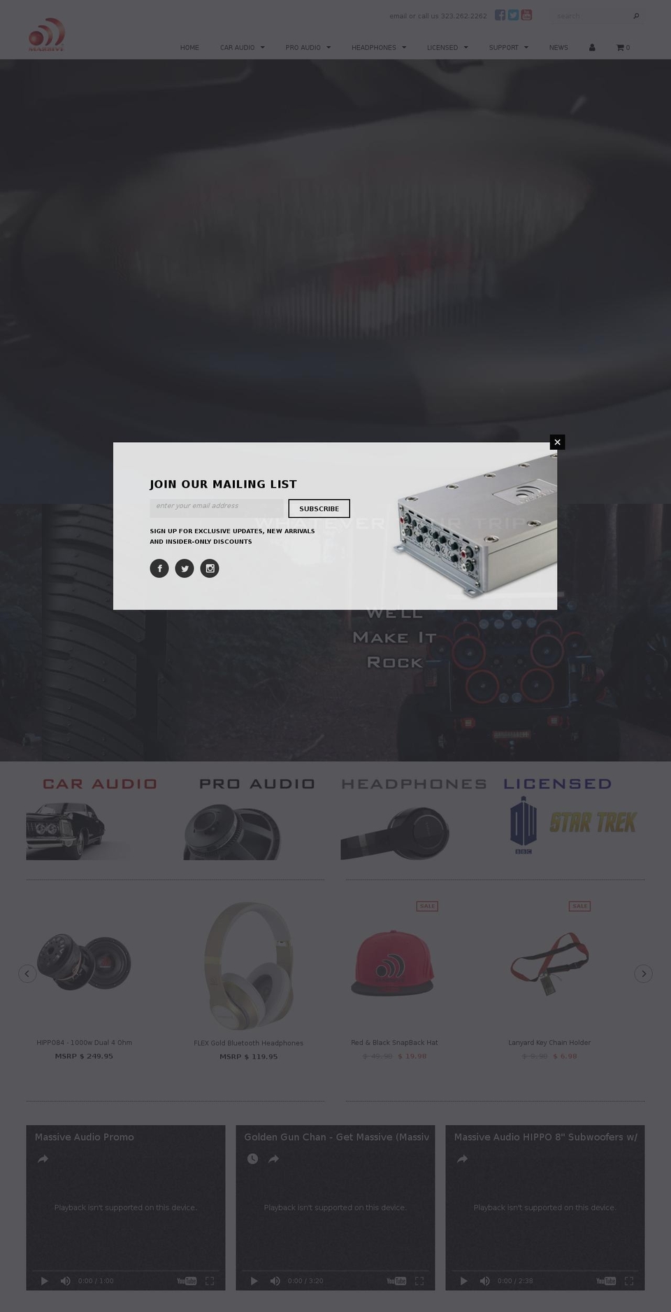 massiveaudio.eu shopify website screenshot