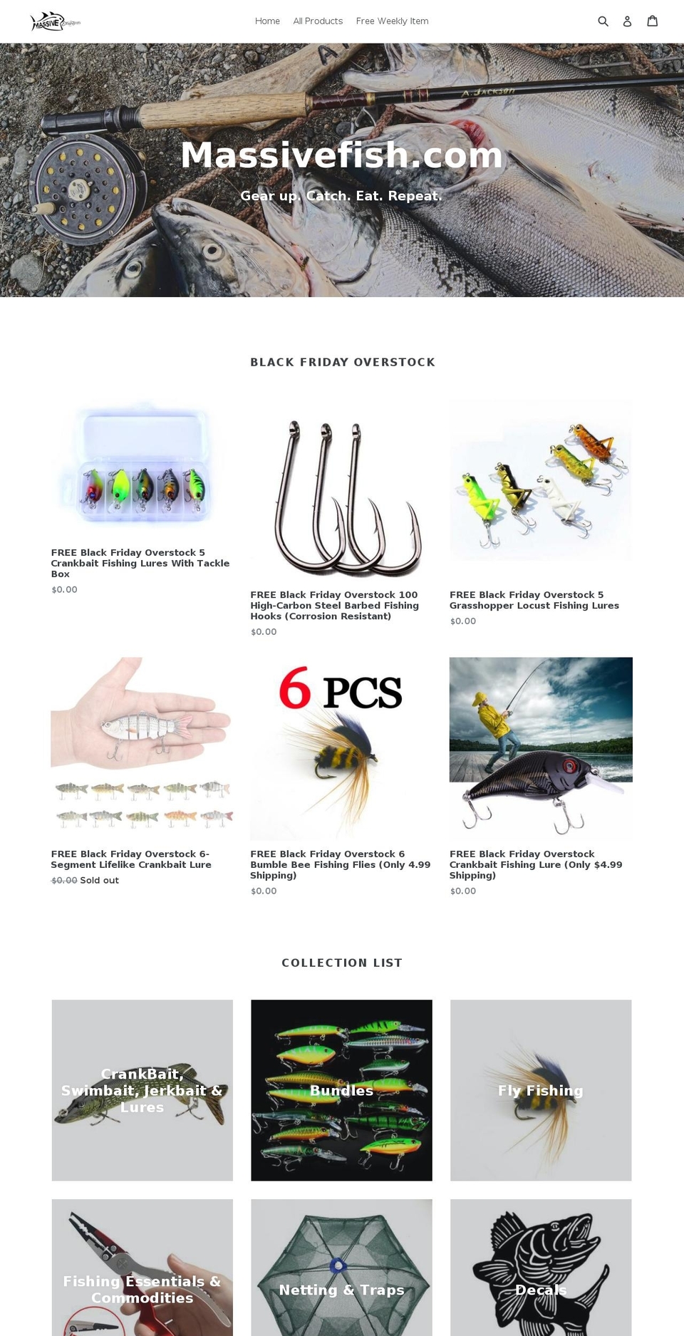 massivefish.com — Shopify storefront screenshot