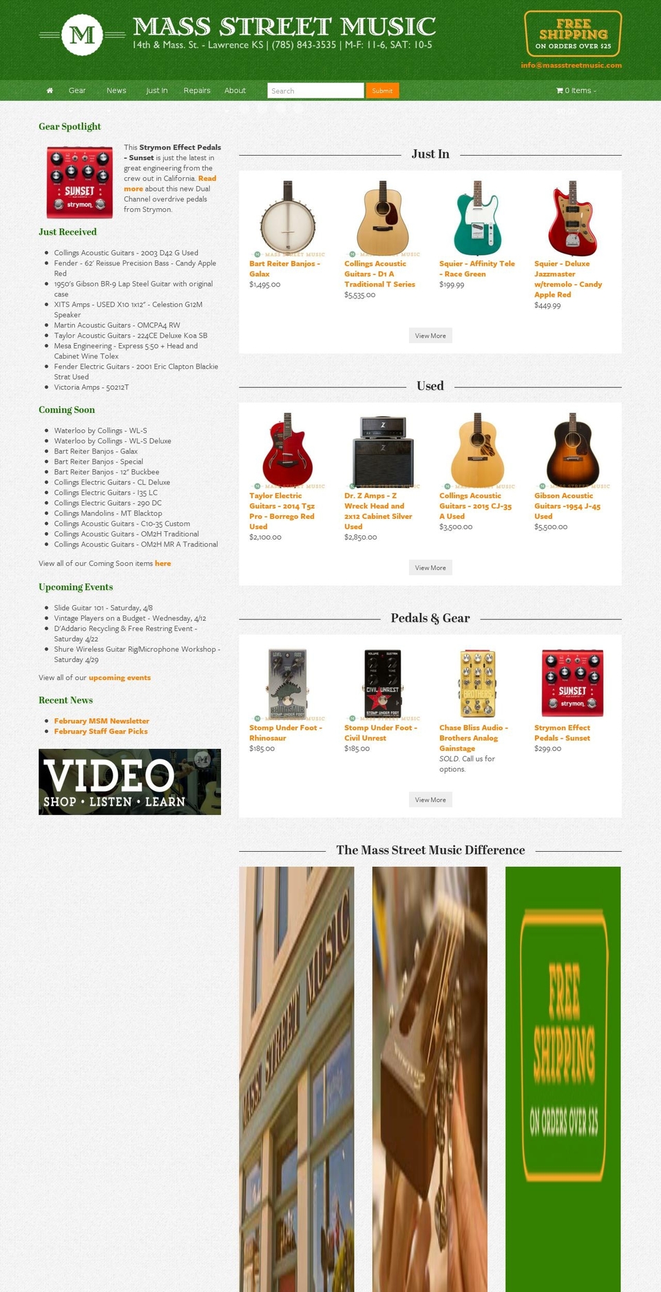 massstreetmusic.com shopify website screenshot