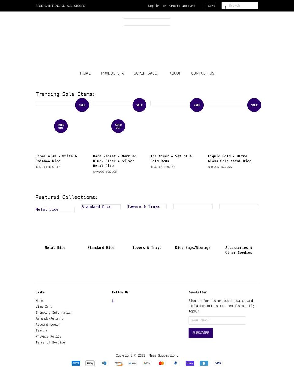 masssuggestion.com shopify website screenshot