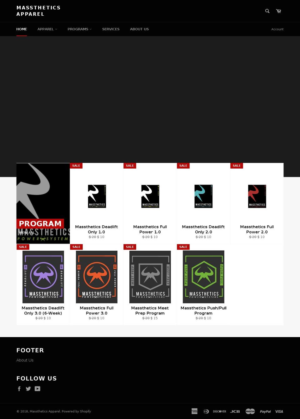 masstheticsapparel.com shopify website screenshot