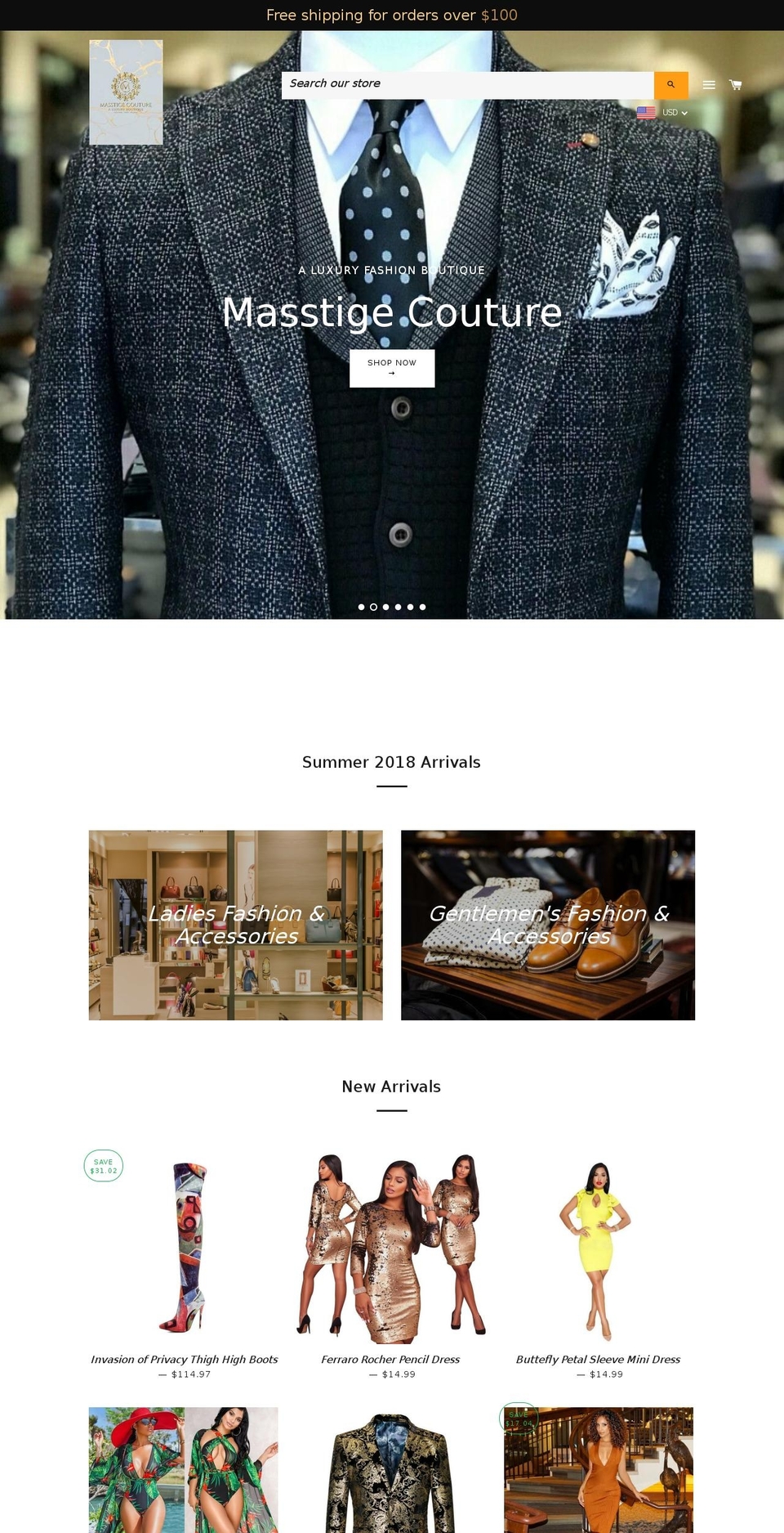 masstigecouture.com — Shopify storefront screenshot