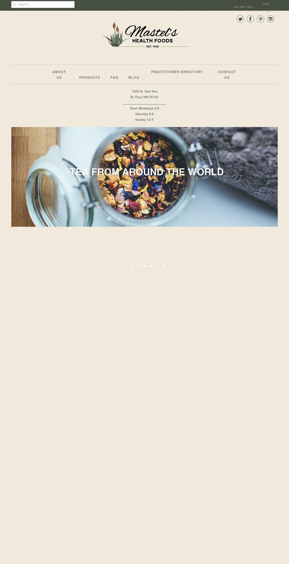 mastelshealthfoods.com — Shopify storefront screenshot